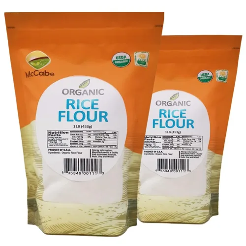 Vista 2 de McCabe Harina de arroz orgánica - Harina de arroz blanco Rica en fibra y minerales Certificado USDA y CCOF Producto de Estados Unidos 1 libra
