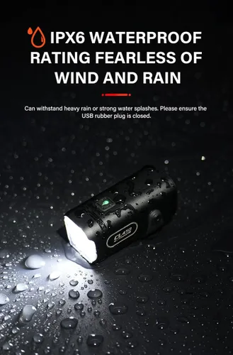Vista 6 de TOWILD CL450 Luces de bicicleta para conducción nocturna, 450 lúmenes, USB-C recargable, aleación de aluminio, IPX6 impermeable