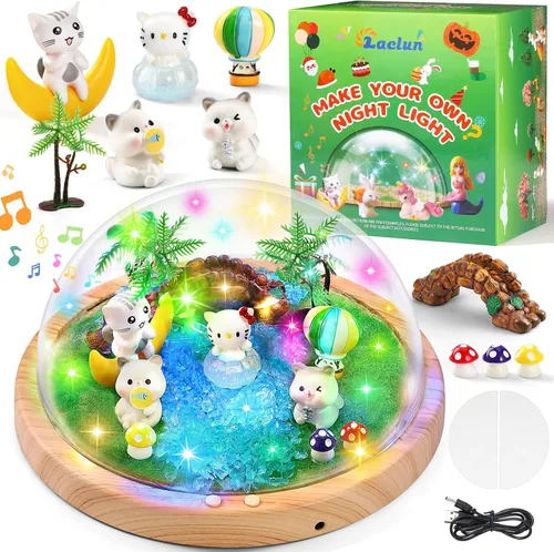 Vista 9 de Haz tu propia luz nocturna, kits de bricolaje de conejo, juguetes de conejo para niños de 4 a 8 años, proyecto de lámpara de arte y manualidades