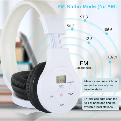 Vista 5 de EXMAX Auriculares inalámbricos con Bluetooth estéreo sobre la oreja, receptor de pagador de música, reducción de ruido, cancelación de ruido