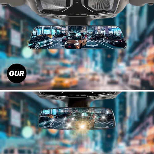 Vista 6 de JOYTUTUS Espejo retrovisor, espejo retrovisor convexo panorámico de 12 pulgadas con clip antirreflejos de gran angular, eficaz para reducir el punto