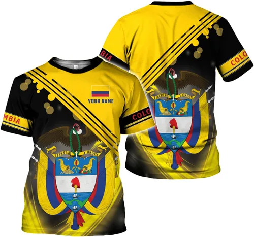 Vista 2 de Ligthuy - Camisa personalizada de Colombia 3D, camisas personalizadas con la bandera de Colombia para hombres y mujeres, camiseta del orgullo