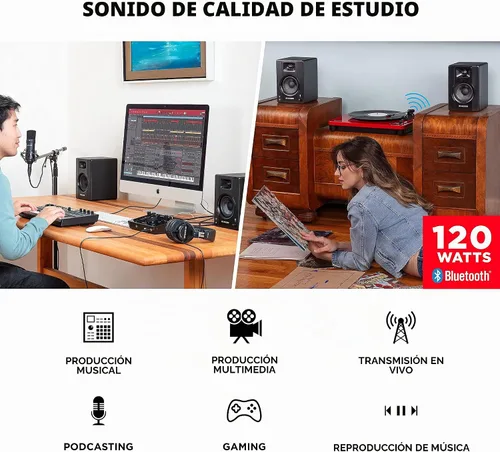 Vista 5 de Numark Mixtrack Platinum FX DJ Controller y M-AUDIO BX3 Par de monitores Bluetooth Studio para grabación de estudio, producción de música