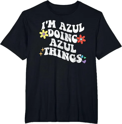 Vista 39 de Retro Groovy Im AZUL Doing AZUL Things - Camiseta divertida para el día de la madre, Negro