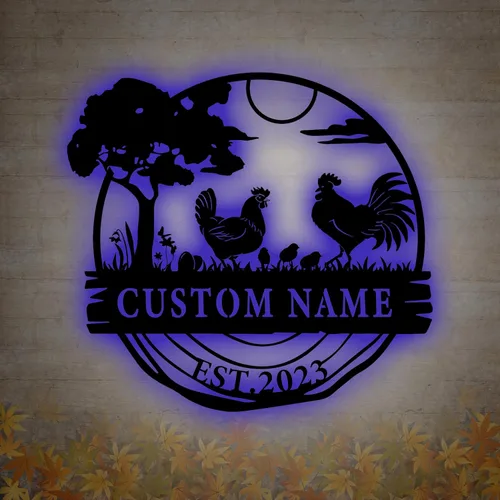 Vista 4 de Letreros de metal personalizados para gallinero, letrero de gallinero personalizado, letrero de granja de pollo, letrero de gallinero con nombre