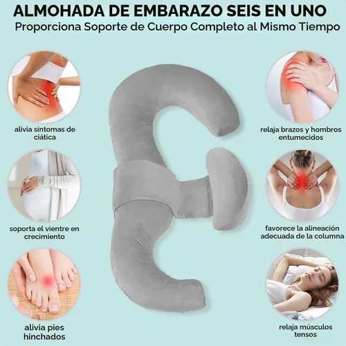 Vista 3 de Almohadas de embarazo para dormir, almohada de maternidad en forma de E para mujeres embarazadas con almohada de cuña ajustable, almohada de espuma