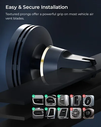 Vista 2 de iOttie Velox Mini MagSafe Compatible Soporte para Ventilación de Coche en Azul Nocturno con Carga Inalámbrica. Compatible con iPhones MagSafe