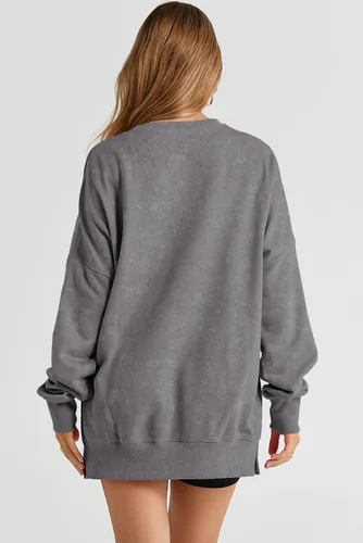 Vista 4 de SHEWIN Sudadera casual de manga larga con cuello redondo para mujer, ligera, holgada