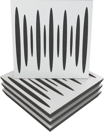 Vista 14 de Paquete de 4 paneles acústicos difusos para absorción de sonido «Pulsar» 19.7 x 19.7 x 2.1 pulgadas Absorción - Difusión - Reflexión Negro