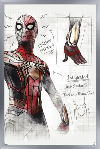 Vista 10 de Trends International Marvel Spider-Man: No Way Home - Póster de pared de bocetos, 22.4 pulgadas de largo x 14.7 pulgadas, versión enmarcada