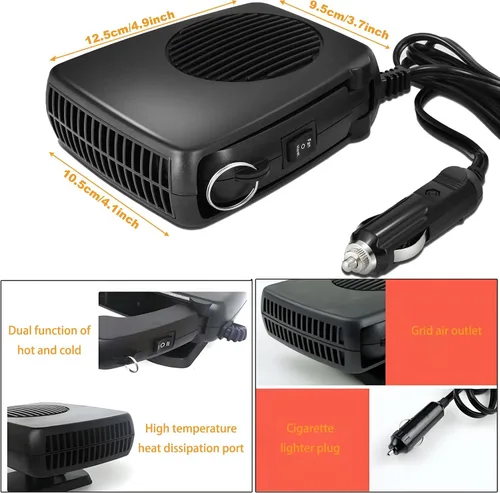 Vista 5 de Calentadores de automóvil para vehículo, descongelador de parabrisas portátil de 200 W, calentador de automóvil de 12 V que se conecta al encendedor