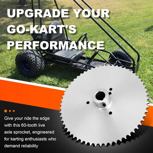 Vista 7 de Piñaón de 60 dientes para eje vivo de kart con cadena 40 41 420 con 1 pulgada de diámetro y chavetero de 1/4 compatible con karts Yerf-Dog Murray
