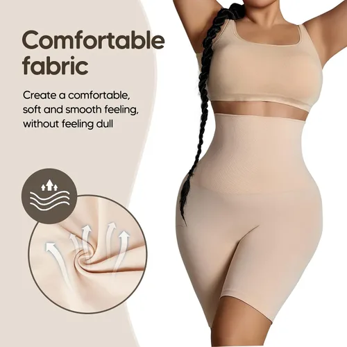 Vista 4 de Pantalones cortos con control de abdomen para mujer, cintura alta, moldeador de cuerpo, levantador de glúteos, muslos más delgados