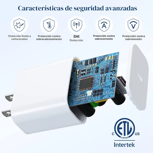 Vista 4 de Cargador de carga rápida para iPhone 14, 13, 12, 11, paquete de 2