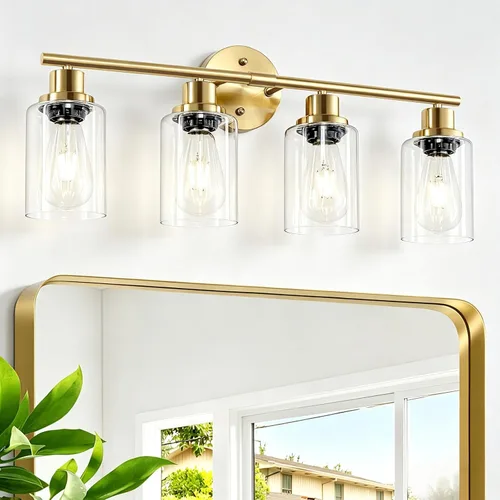 Vista 30 de Paquete de 2 luces de tocador de 1 luz, lámpara de baño de níquel cepillado con pantalla de vidrio blanco lechoso texturizado, accesorio