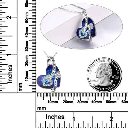 Vista 3 de POPLYKE - Collar de plata de ley con diseño de corazón con joyas de cristal para mujeres