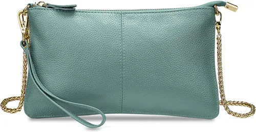 Vista 39 de YALUXE Women's Genuine Leather Wristlet Handbags Purses Clutch Wallet Bag 1- Correa de cuero blanco
