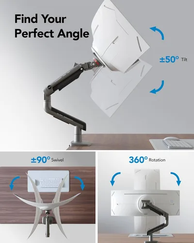 Vista 4 de HUANUO TitanLift - Brazo de monitor resistente para pantallas de hasta 49 pulgadas, soporta 44 libras, soporte de monitor de pantalla ultra ancha