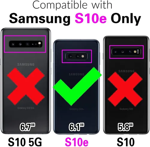 Vista 2 de Asuwish Funda de teléfono para Samsung Galaxy S10e con protector de pantalla de vidrio templado y tarjetero para tarjetas de crédito, funda rígida