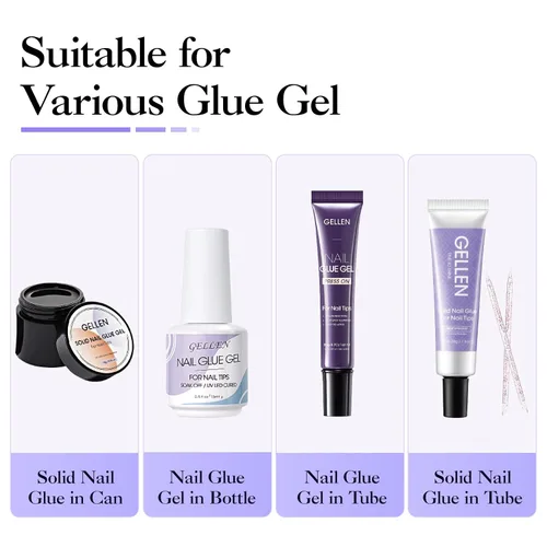 Vista 3 de Gellen Removedor de pegamento de uñas, pegamento de gel suave sin acetona Removedor de pegamento para uñas de 1.4 fl oz