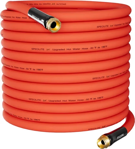 Vista 16 de SPECILITE Manguera de agua de jardín fría/caliente de 1 pulgada, 50 pies, -50 ℉ a 190 ℉, alto flujo de agua, flexible y ligera, tubo de goma