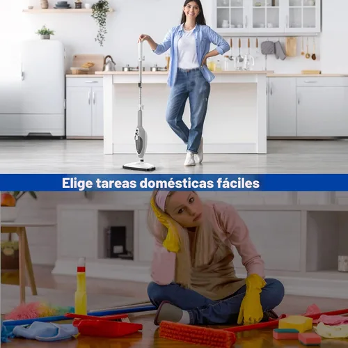 Vista 9 de Mopa de vapor - Limpiador de vapor portátil multiusos 10 en 1, vaporizador de piso desmontable para suelos de madera, azulejos, laminados, alfombras