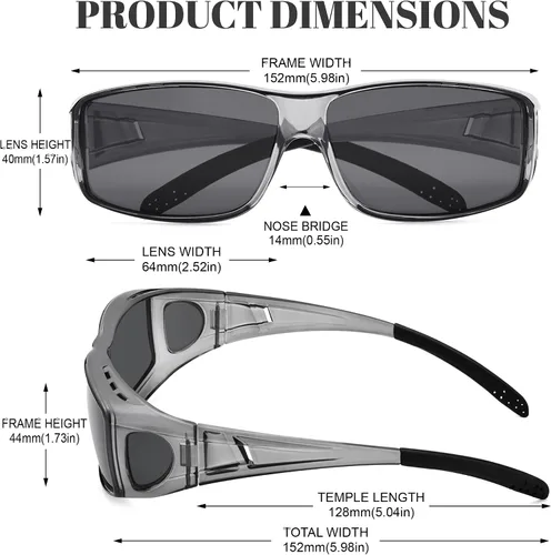 Vista 10 de Night Vision Driving Glasses for Men & Women - Polarized Anti Glare Fit Overs with Wrap-Around HD Yellow Lens
