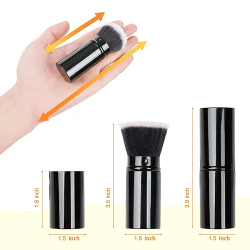 Vista 6 de UNIMEIX Brocha aplicadora de protector solar, brocha retráctil Kabuki Blush Brocha para base de maquillaje líquido, bronceador, crema o polvo (negro)