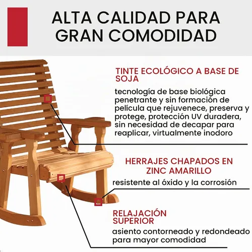 Vista 3 de Amish - Mecedora resistente con tratamiento a presión de 600 libras con soporte para portavasos (mancha de cedro)