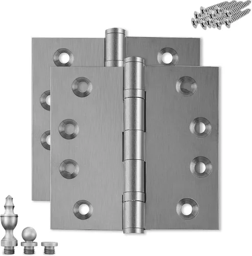 Vista 21 de Bisagra de puerta de latón macizo, rodamiento de bolas resistente, 4 x 4 pulgadas, con puntas decorativas de rosca incluidas, juego de 4 bisagras