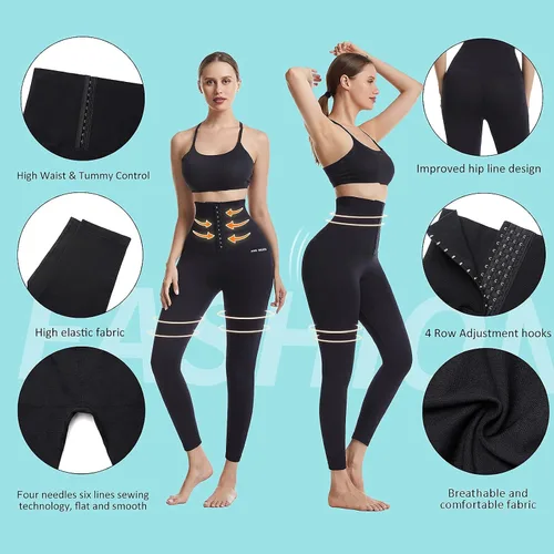 Vista 4 de OCIOVAN Pantalones de yoga de cintura alta para mujer con cinturón de corsé ajustable, leggings deportivos para entrenamiento de cintura