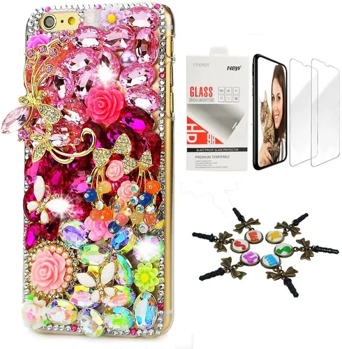Vista 6 de Bling Case SSiPCDwSPSeries-20 - Funda con tapa y cristales brillantes, diseño 3D hecho a mano