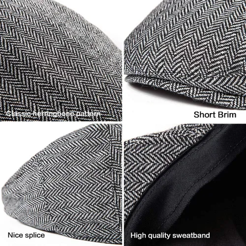 Vista 6 de Hombres Ivy Gatsby Newsboy Cap - Classic Wool Blend Tweed Flat Cap Cabbie Hat Hombres