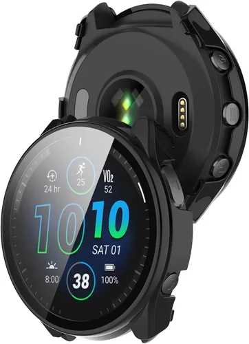 Vista 4 de FitTurn Compatible con Garmin Forerunner 965 - Funda protectora de pantalla de repuesto para PC, delgada, cobertura completa 3D, protector