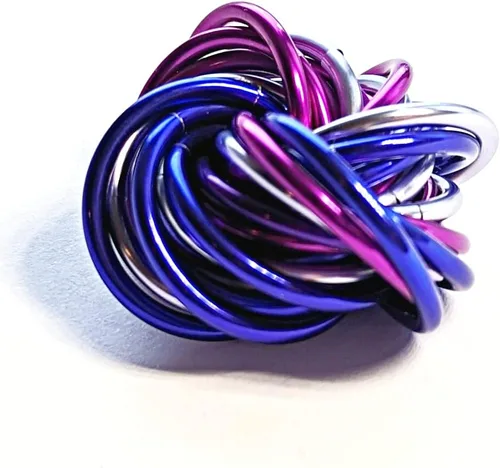 Vista 55 de Bola Fidget Möbii (MultiColor): Herramienta de juguete silenciosa para aliviar el estrés, ansiedad y estimular el ADHD para el hogar, viajes Cromo