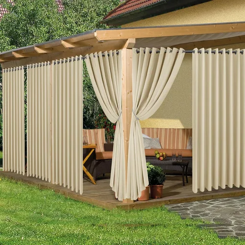 Vista 9 de HolidayIdeas Cortinas impermeables para patio, 4 paneles, 54 x 84 pulgadas, protección de privacidad y filtrado de luz, cortinas exteriores con Negro
