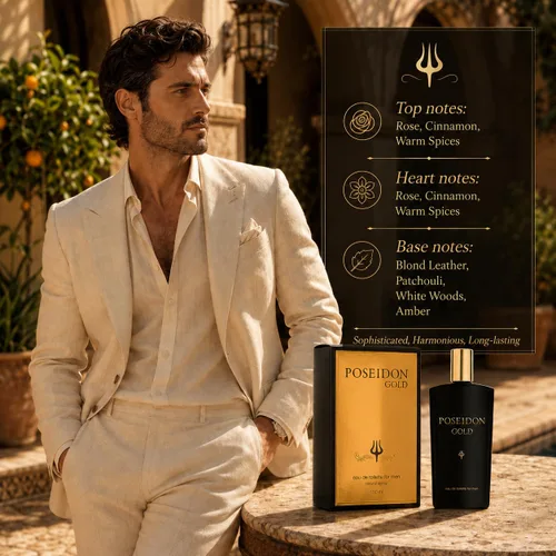 Vista 4 de Instituto Español Poseidon Gold Eau de Toilette para hombre, fragancia sofisticada y armoniosa, botella de spray de 5.1 fl oz (5.1 fl oz), fabricado