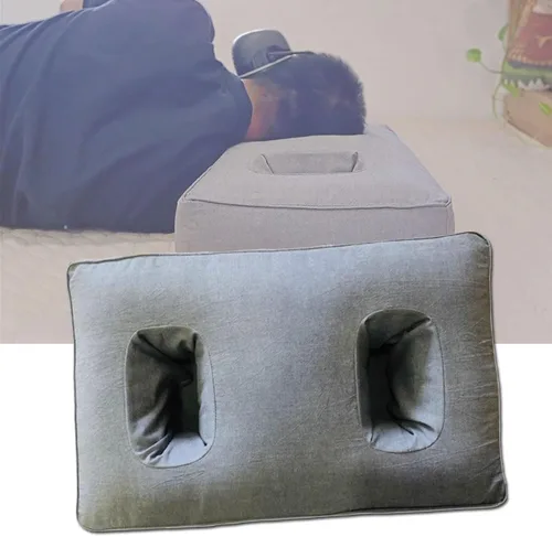 Vista 7 de Almohadas dobles para las orejas con agujeros para dolor de oído, almohada perforadora para dormir de lado, relleno de altura ajustable para dolor
