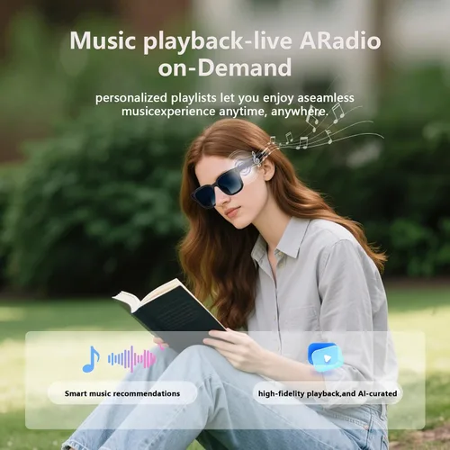 Vista 4 de Lentes inteligentes AI con GPT de chat, gafas de cámara de 8 MP con cámara y audio, gafas de traducción AI con 164 idiomas, Bluetooth con asistente