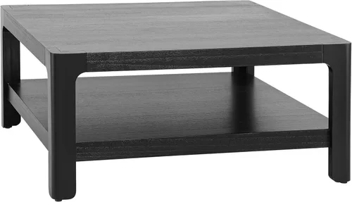Vista 6 de Mesa auxiliar moderna de estilo simple con estante abierto para muebles de sala de estar, color negro