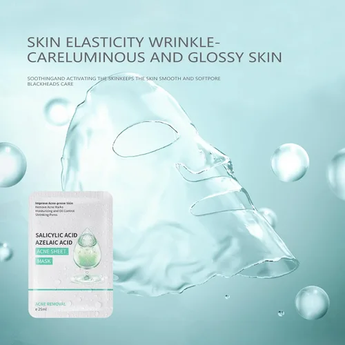 Vista 5 de Mascarilla Facial Anti Acné Mascarillas para el Cuidado de la Piel, Mascarillas de Hoja con Ácido Salicílico para Piel Propensa al Acné Hidratante