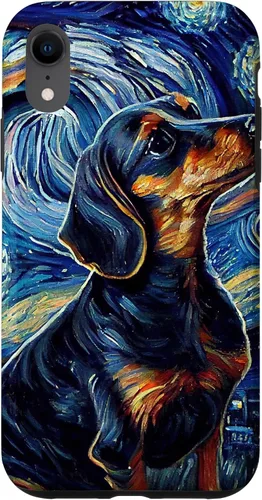 Vista 24 de Funda para iPhone 16 Starry Night Famoso Estilo de Pintura Dachshund