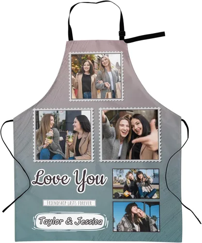 Vista 22 de Delantales personalizados con dos bolsillos para mujeres y hombres, delantales personalizados impresos con texto fotográfico para cocinero de cocina