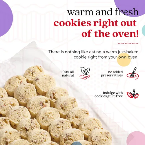 Vista 6 de David's Cookies - Masa para galletas congeladas y preformadas de mantequilla y pecanas, listas para hornear, 96