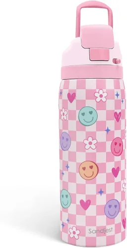 Vista 45 de Botella de agua de acero inoxidable con bandera estadounidense, aislada al vacío, tapa de botón, 32 onzas, regalos para patriota 4 de julio