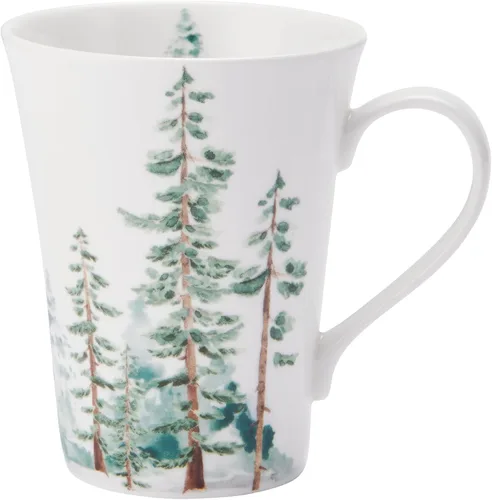 Vista 6 de Mikasa Watercolor Forest Bone China - Juego de vajilla ligera de 16 piezas resistente a las astillas, servicio para 4, color blanco