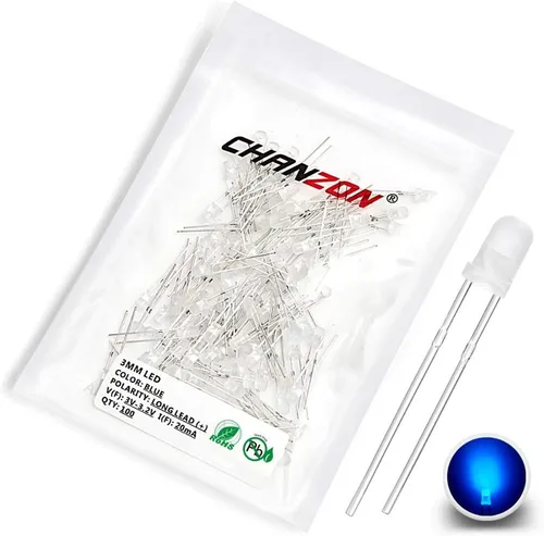 Vista 12 de Chanzon Kit surtido de luces de diodo LED de 0.118 in, 60 piezas (6 colores x 10 unidades), paquete (lente redonda difusa CC 3 V 20 mA) lámpara