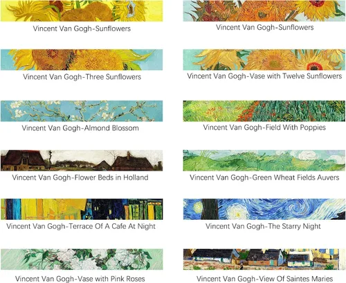 Vista 2 de Berkin Arts 12 piezas lindo cuadrado de cristal fuerte imán magnético refrigerador girasol noche estrellada Vincent Van Gogh Series