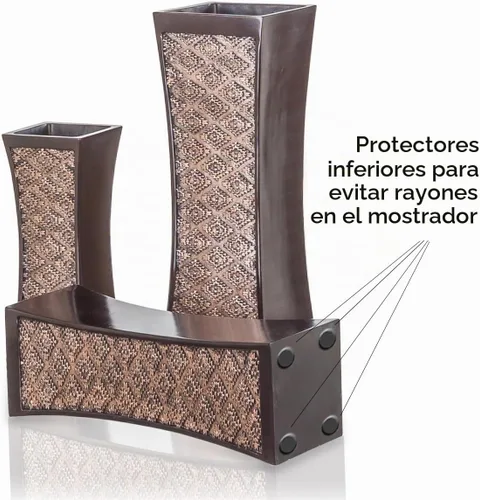 Vista 6 de Creative Scents Jarrones marrones de Dublín para centros de mesa de decoración, juego de 3 jarrones de flores ideales para decoración del hogar