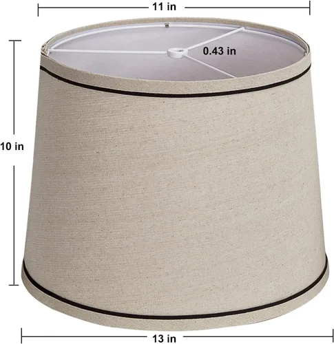 Vista 2 de Juego de 2 pantallas medianas para lámparas de mesa/de pie, pantallas de tambor de tela altas y medianas, 13" superior x 11" inferior x 10